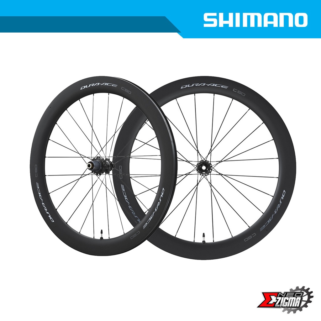 Wheel Set Road SHIMANO Dura-Ace WH-R9270-C60-HR-TL 12mm E-thru Tubeless Disc Brake Clincher Full Carbon For 12-Spd 100/142mm Ind. Pack EWHR9270C60LFEREDB
