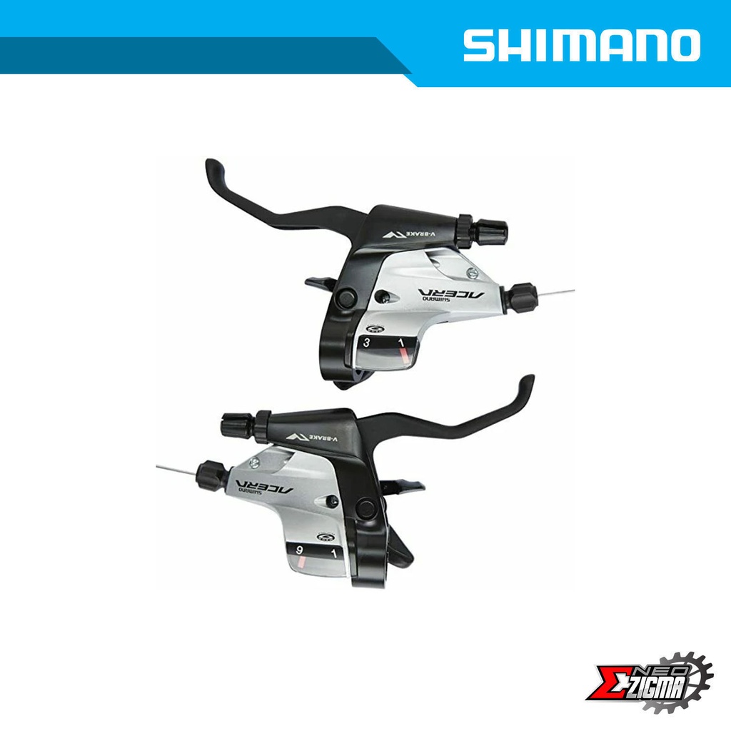 Shifter Lever MTB SHIMANO Acera ST-M390S Front/Rear 9-Spd ASTM390RAS/LSBS Silver