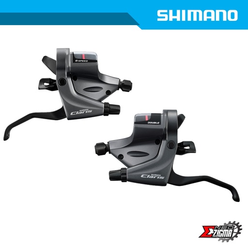 [STSH192E] Shifter Lever MTB / ROAD SHIMANO Claris ST-RS200 2x8-Spd For Flat Bar Front/Rear Ind. Pack ESTRS200DPA