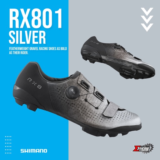 [SHSR22743 PT] Shoes Gravel SHIMANO Off-road/Gravel /Adventure RX801 43" Silver Men Prototype ESHRX801MCS01S4300P1